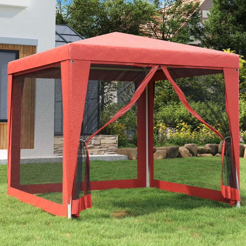 Load image into Gallery viewer, Vidaxl partytent met 4 mesh zijwanden 2,5x2,5 m hdpe rood
