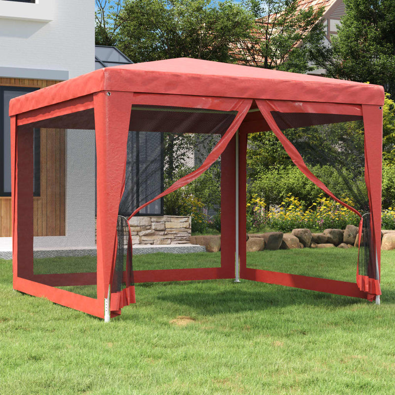 Load image into Gallery viewer, Vidaxl partytent met 4 mesh zijwanden 3x3 m hdpe rood
