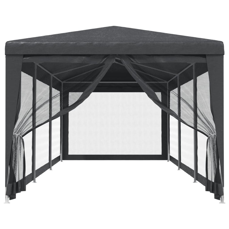 Load image into Gallery viewer, Vidaxl partytent met 8 mesh zijwanden 3x9 m hdpe antracietkleurig
