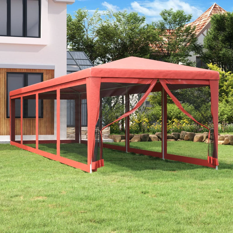 Load image into Gallery viewer, Vidaxl partytent met 10 mesh zijwanden 3x12 m hdpe rood
