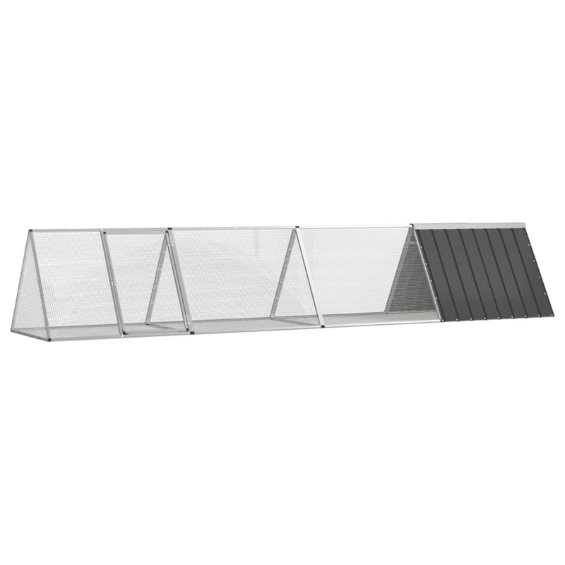 Afbeelding laden in galerijviewer, Vidaxl konijnenhok 403,5x80,5x71 cm gegalvaniseerd staal antraciet
