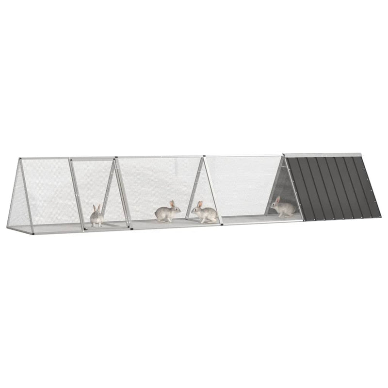 Afbeelding laden in galerijviewer, Vidaxl konijnenhok 403,5x80,5x71 cm gegalvaniseerd staal antraciet
