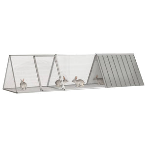 Vidaxl konijnenkooi grijs 302,5x80,5x71 cm gegalvaniseerd staal