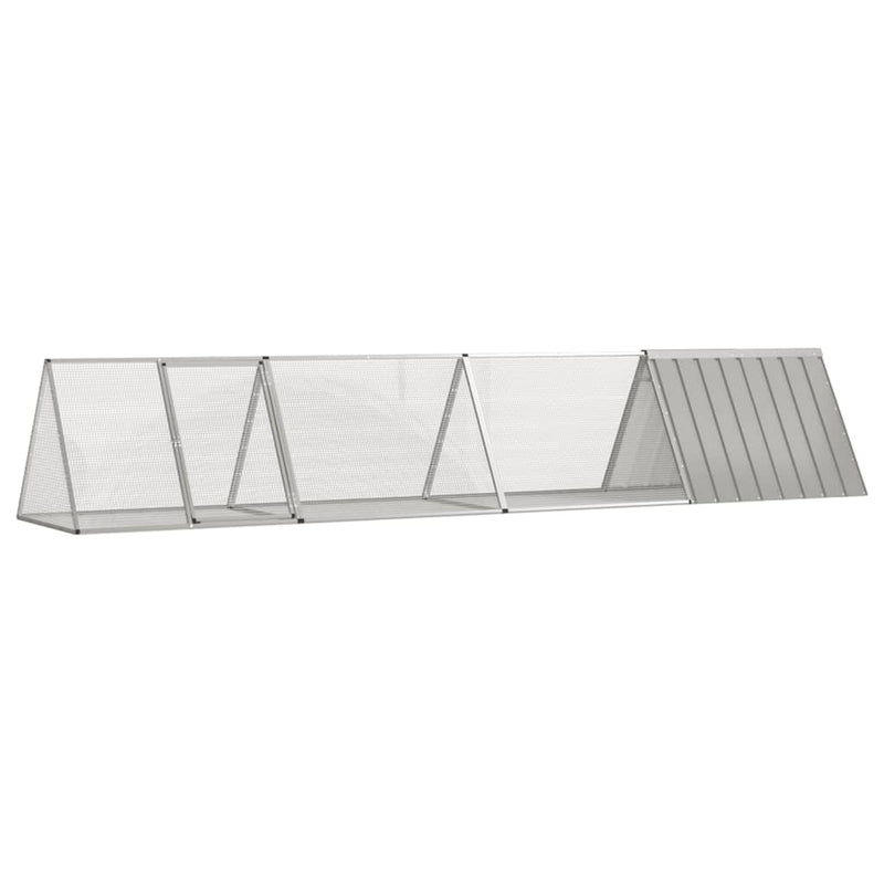 Afbeelding laden in galerijviewer, Vidaxl konijnenhok 403,5x80,5x71 cm gegalvaniseerd staal grijs
