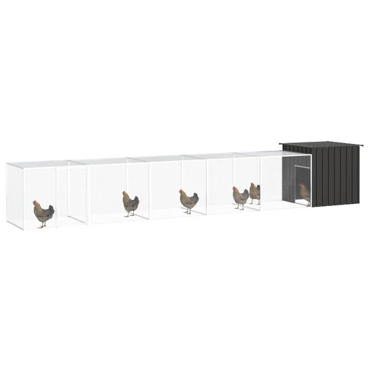 VidaXL Kippenhok 600x91x100 cm gegalvaniseerd staal antracietkleurig
