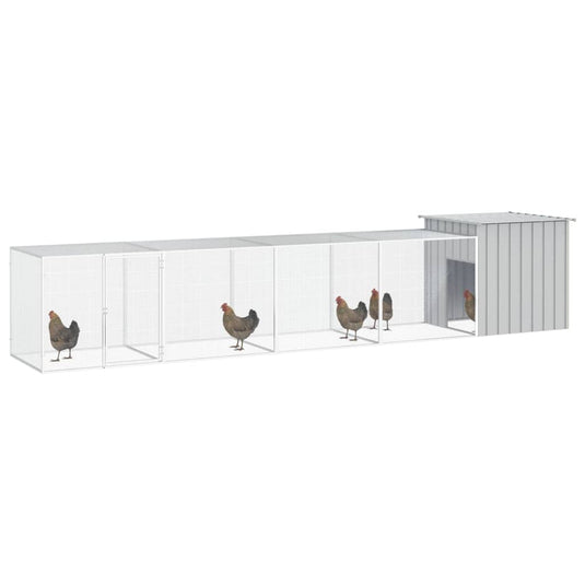 VidaXL Kippenhok 500x91x100 cm gegalvaniseerd staal grijs