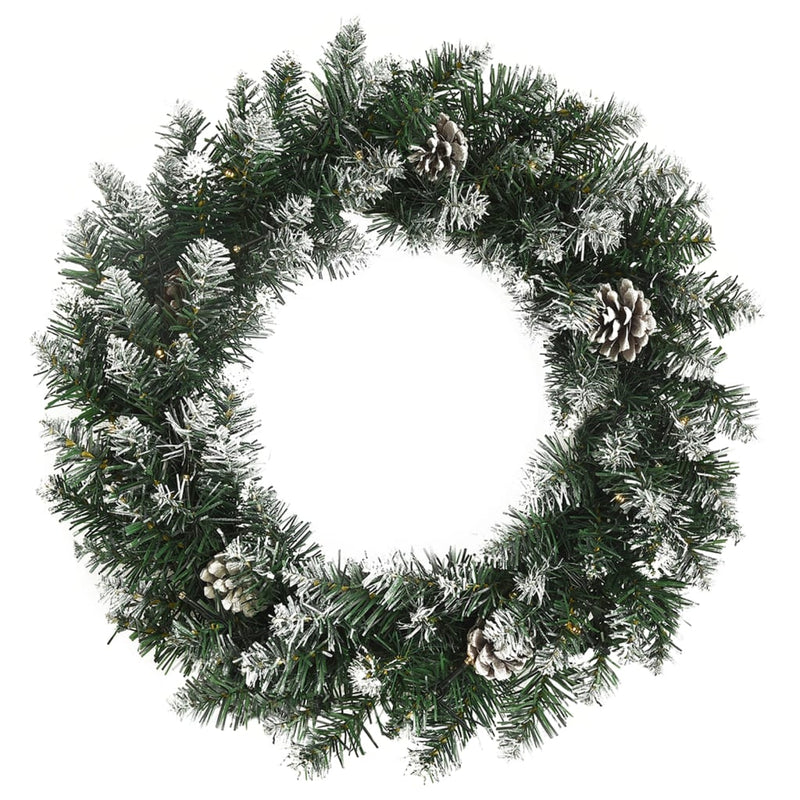 Load image into Gallery viewer, VidaXL Kerstkrans met LED-lampjes 45 cm PVC groen

