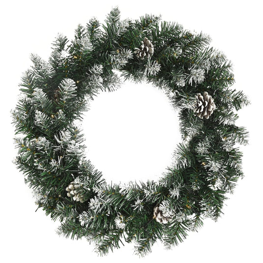 VidaXL Kerstkrans met LED-lampjes 45 cm PVC groen