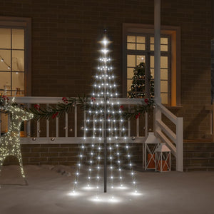 Vidaxl vlaggenmast kerstboom 108 led's koudwit 180 cm