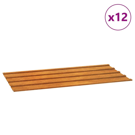 Vidaxl dakpanelen 12 st 80x44 cm cortenstaal roestig