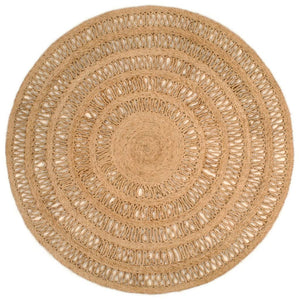 VidaXL Tapijt rond 150 cm gevlochten jute