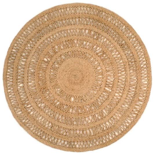 VidaXL Tapijt rond 150 cm gevlochten jute