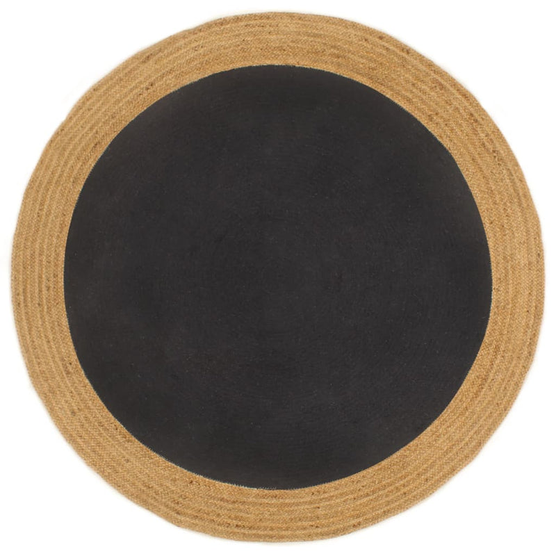 Load image into Gallery viewer, VidaXL Vloerkleed rond gevlochten 90 cm jute en katoen zwart naturel
