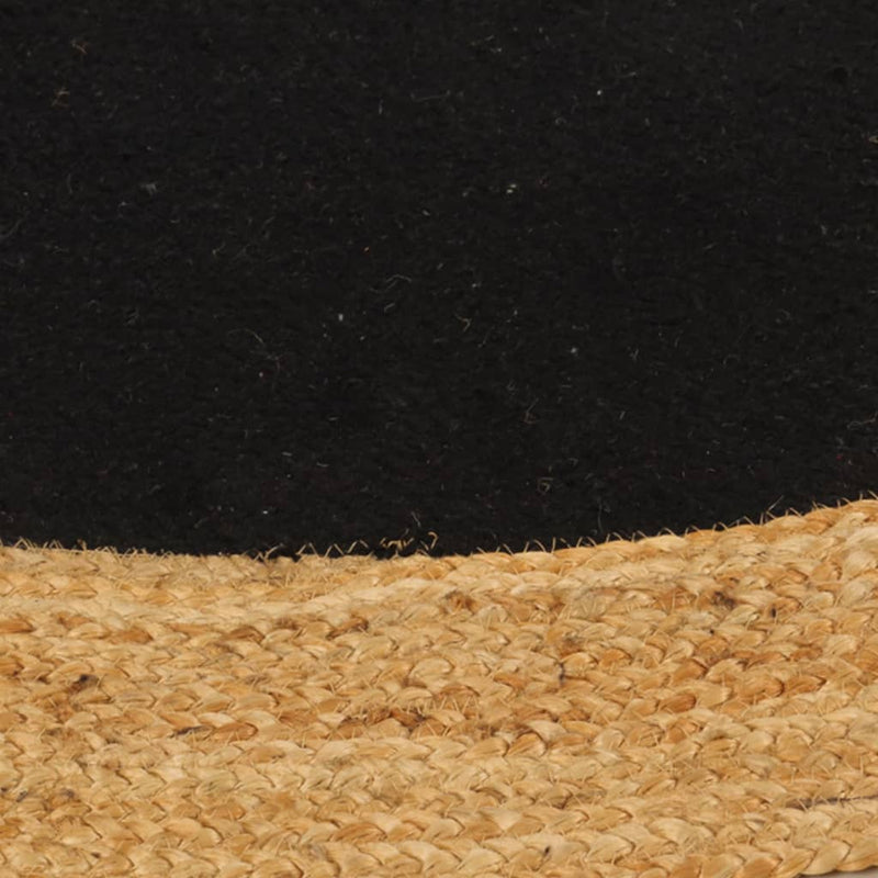 Load image into Gallery viewer, VidaXL Vloerkleed rond gevlochten 90 cm jute en katoen zwart naturel
