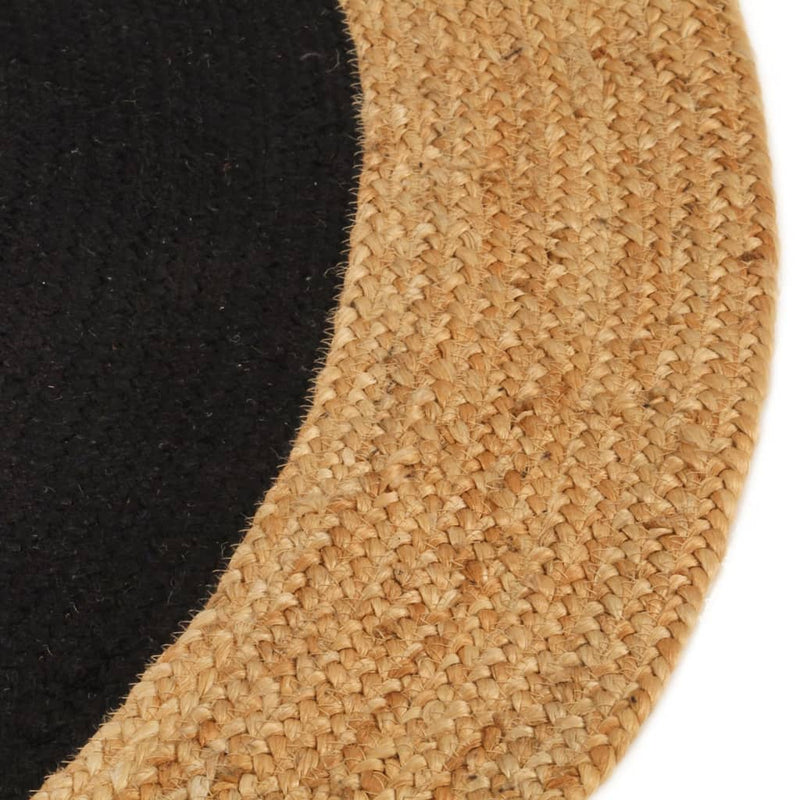 Load image into Gallery viewer, VidaXL Vloerkleed rond gevlochten 150 cm jute en katoen zwart naturel
