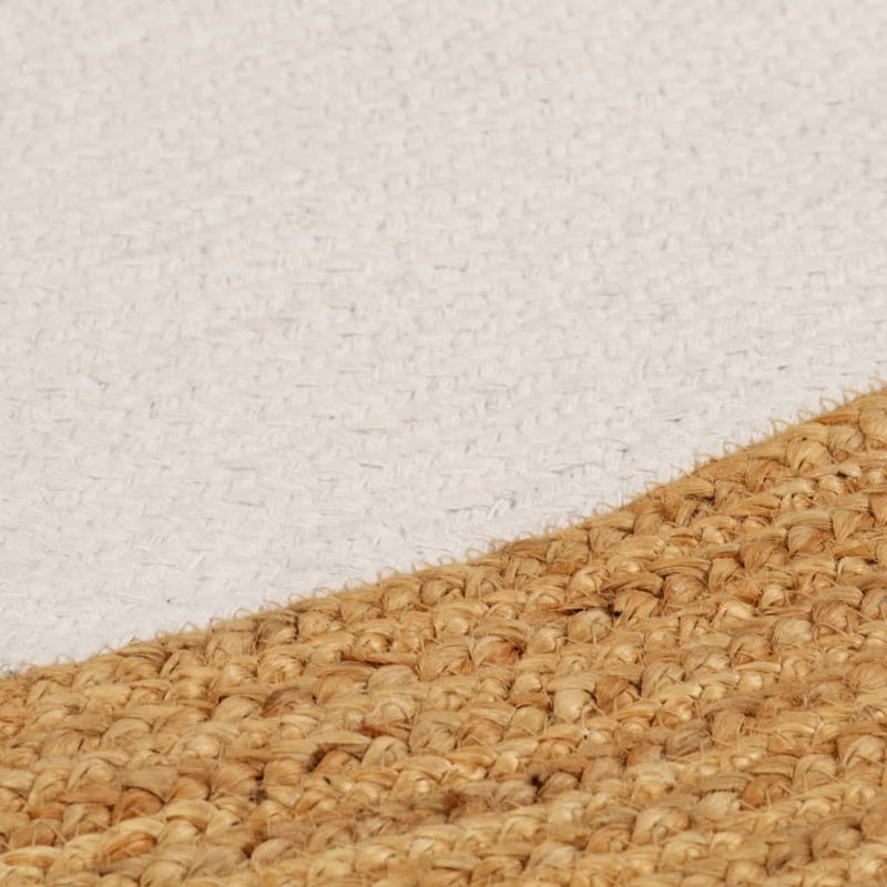 Load image into Gallery viewer, Vidaxl vloerkleed rond gevlochten 150 cm jute en katoen wit en naturel
