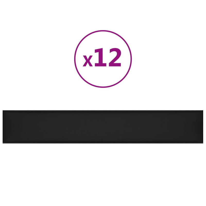 Load image into Gallery viewer, Vidaxl wandpanelen 12 st 1,62 m² 90x15 cm kunstleer zwart
