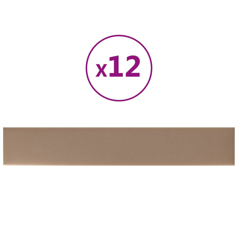 Load image into Gallery viewer, Vidaxl wandpanelen 12 st 1,62 m² 90x15 cm kunstleer cappuccinokleurig
