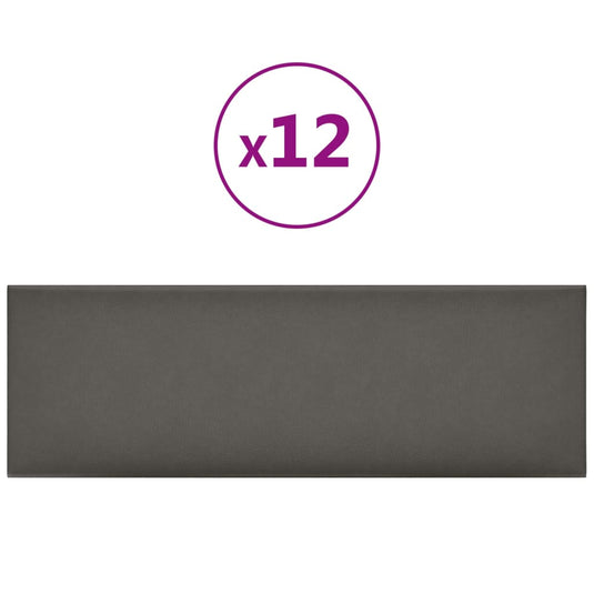 Vidaxl wandpanelen 12 st 3,24 m² 90x30 cm kunstleer grijs