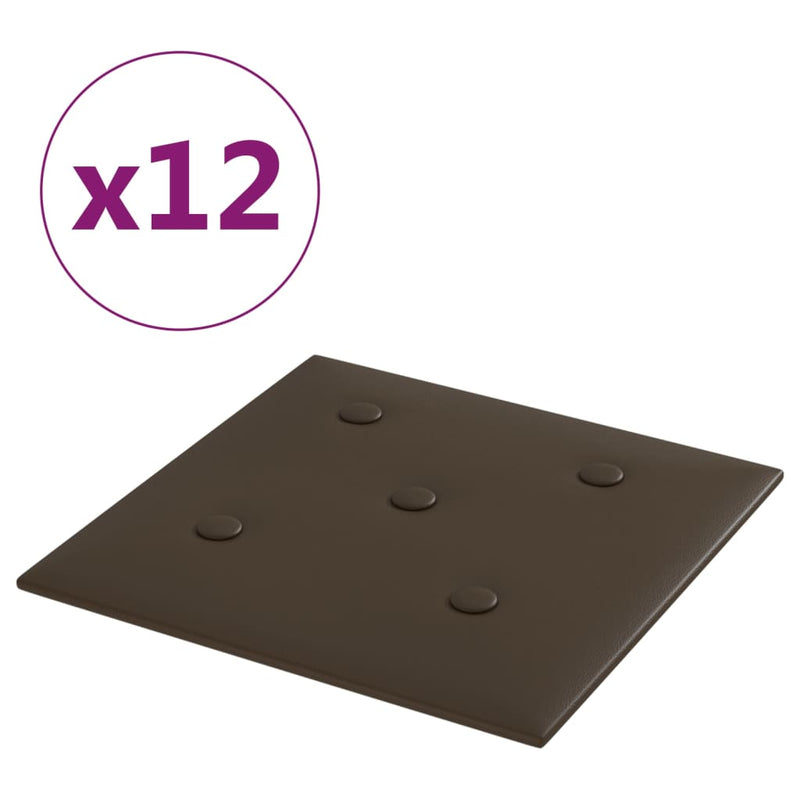Load image into Gallery viewer, Vidaxl wandpanelen 12 st 1,08 m² 30x30 cm kunstleer bruin

