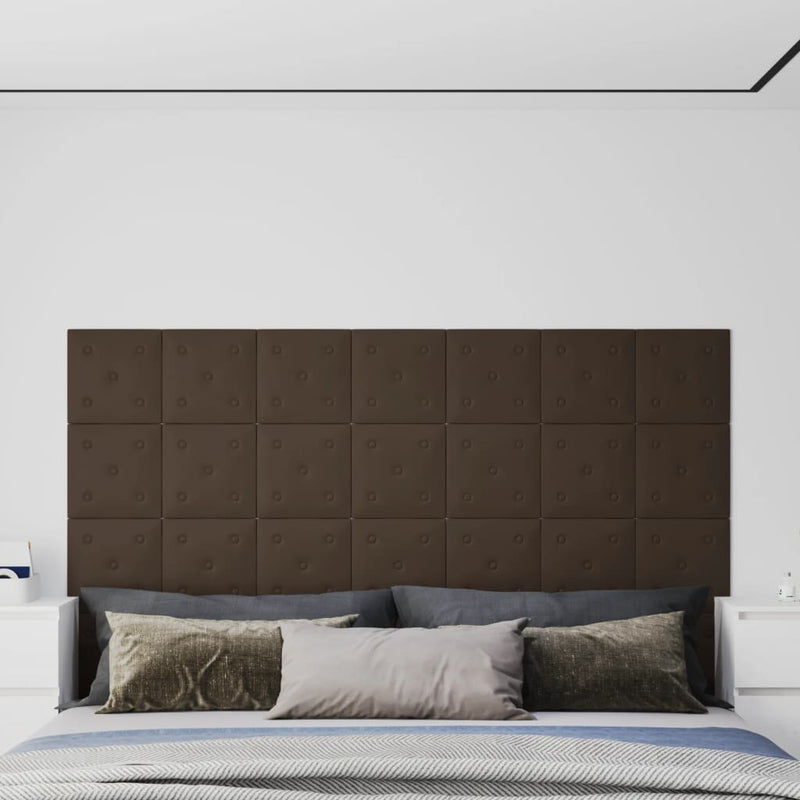 Load image into Gallery viewer, Vidaxl wandpanelen 12 st 1,08 m² 30x30 cm kunstleer bruin

