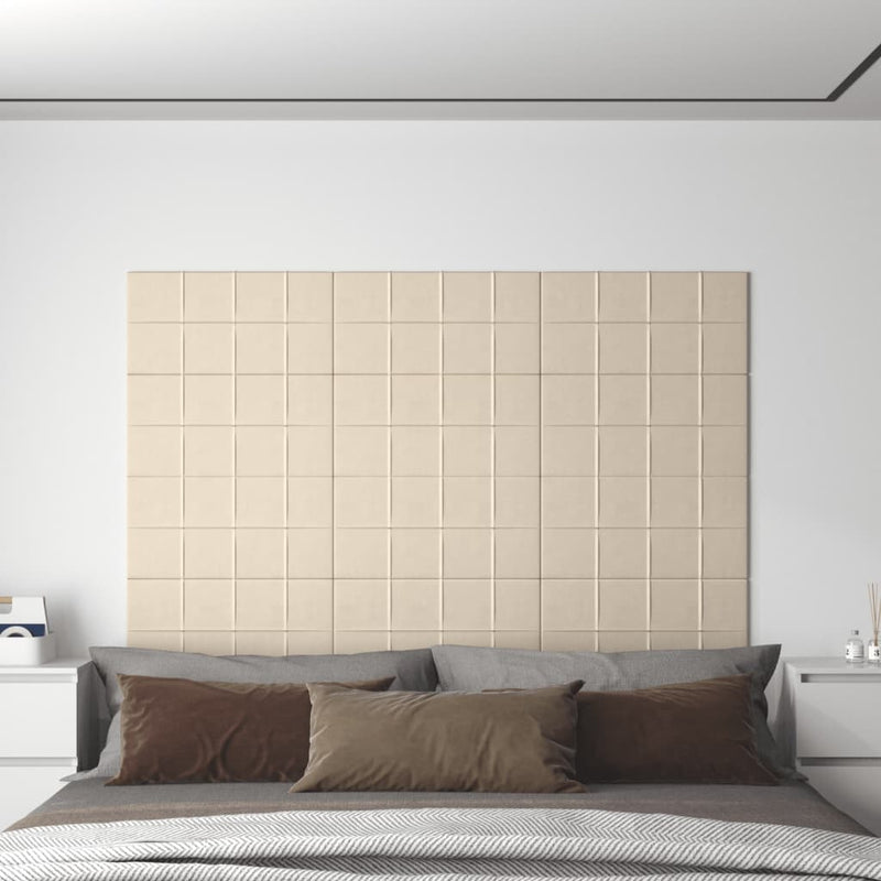 Load image into Gallery viewer, VidaXL Wandpanelen 12 st 2,16 m² 60x30 cm fluweel crèmekleurig
