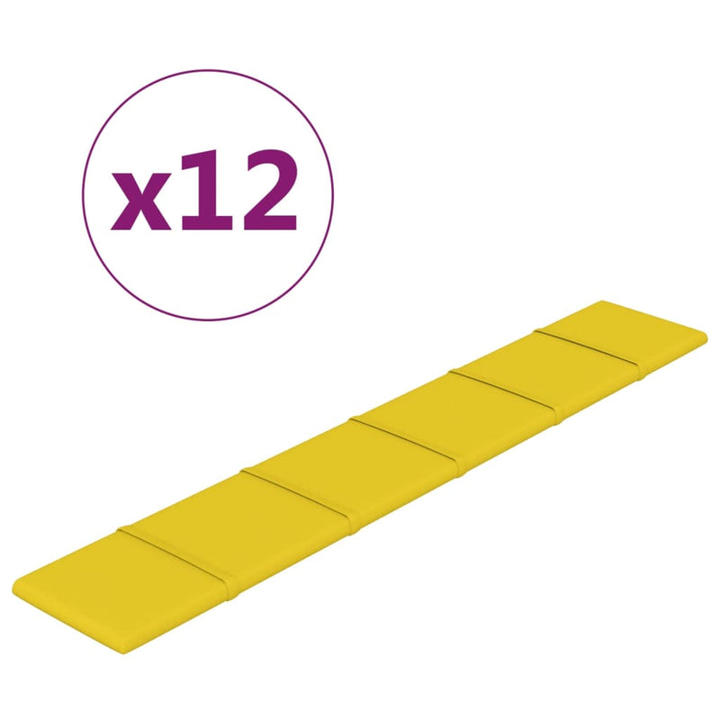 Load image into Gallery viewer, VidaXL Wandpanelen 12 st 1,62 m² 90x15 cm stof lichtgeel
