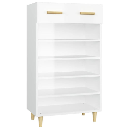 Vidaxl schoenenkast 60x35x105 cm bewerkt hout hoogglans wit