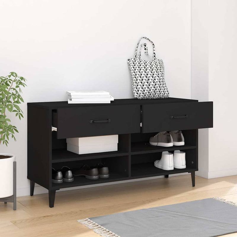 Load image into Gallery viewer, Vidaxl schoenenkast 102x35x55 cm bewerkt hout zwart
