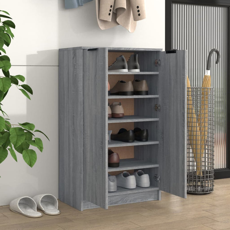 Load image into Gallery viewer, VidaXL Schoenenkast 59x35x100 cm bewerkt hout grijs sonoma eikenkleur
