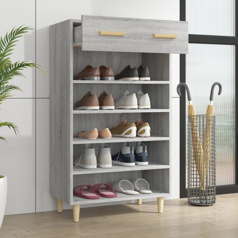 Afbeelding laden in galerijviewer, Vidaxl schoenenkast 60x35x105 cm bewerkt hout grijs sonoma eikenkleur
