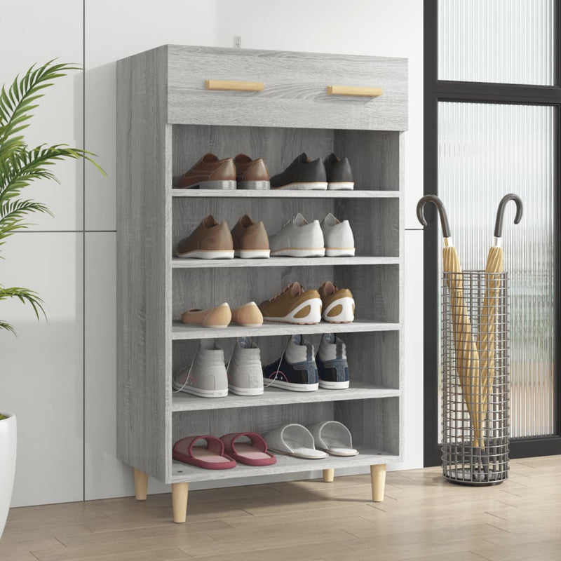Afbeelding laden in galerijviewer, Vidaxl schoenenkast 60x35x105 cm bewerkt hout grijs sonoma eikenkleur
