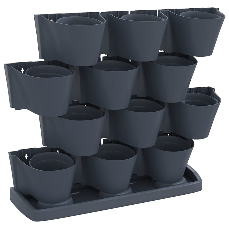 Load image into Gallery viewer, Vidaxl 12-delige plantenbakkenset verticaal polypropeen antracietkleur
