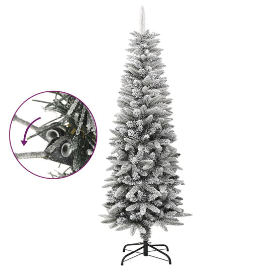 VidaXL Kunstkerstboom met sneeuw smal 150 cm PVC en PE