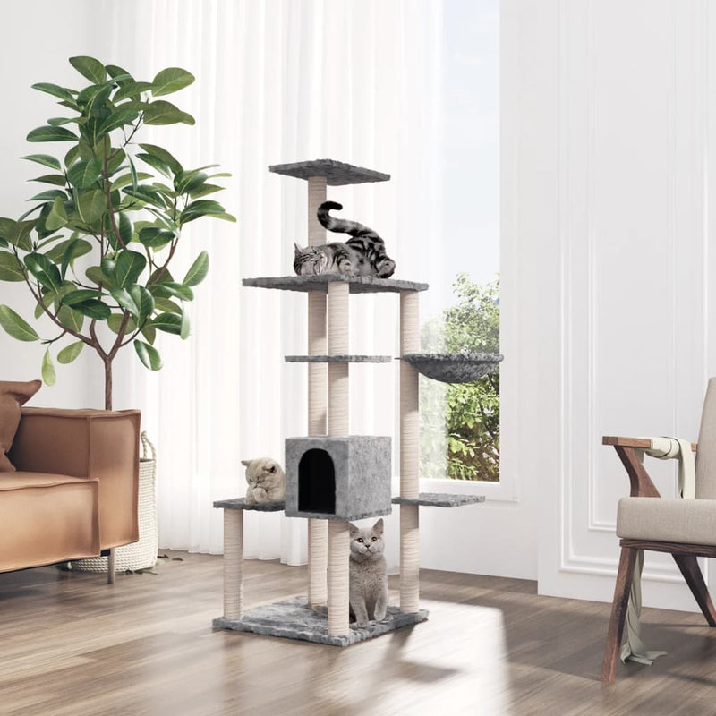 Load image into Gallery viewer, Vidaxl kattenmeubel met sisal krabpalen 142 cm lichtgrijs
