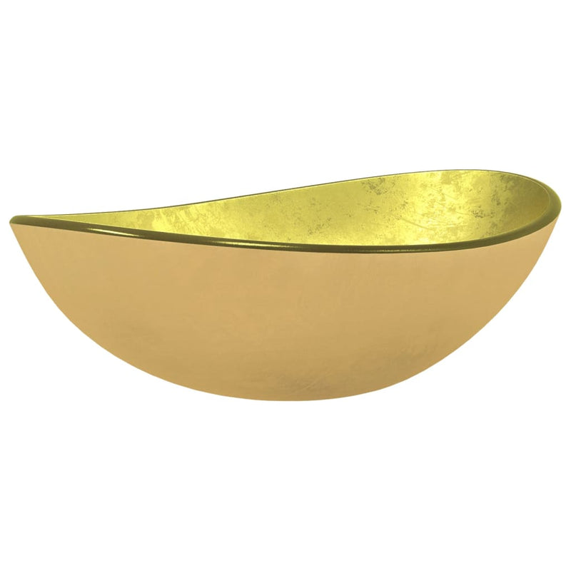 Load image into Gallery viewer, Vidaxl wasbak 54,5x35x15,5 cm gehard glas goudkleurig
