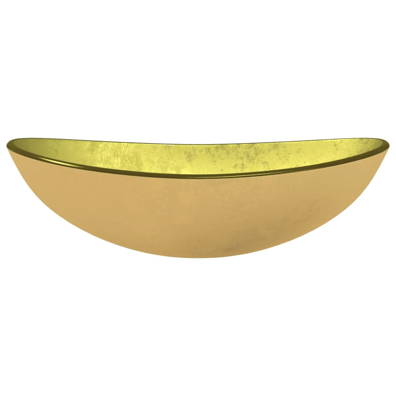 Load image into Gallery viewer, Vidaxl wasbak 54,5x35x15,5 cm gehard glas goudkleurig
