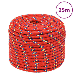 Vidaxl boottouw 12 mm 25 m polypropyleen rood
