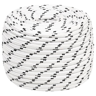 Vidaxl boottouw gevlochten 12 mmx25 m polyester wit