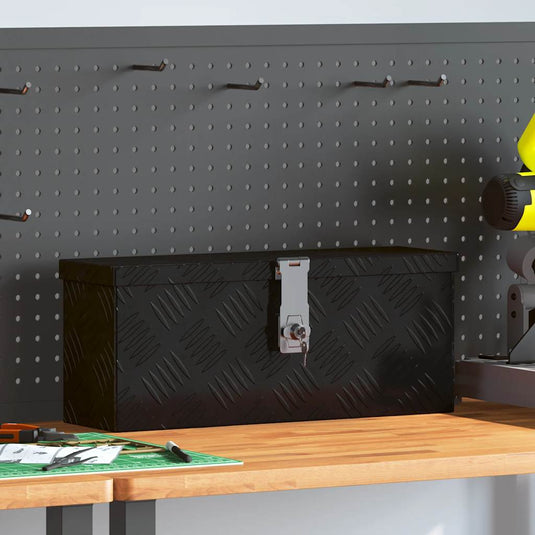 Vidaxl opbergbox 50x15x20,5 cm aluminium zwart