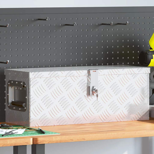 Vidaxl opbergbox 60x23,5x23 cm aluminium zilverkleurig