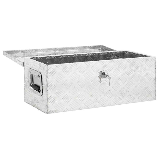 Vidaxl opbergbox 70x31x27 cm aluminium zilverkleurig