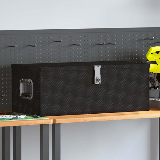Vidaxl opbergbox 80x39x30 cm aluminium zwart