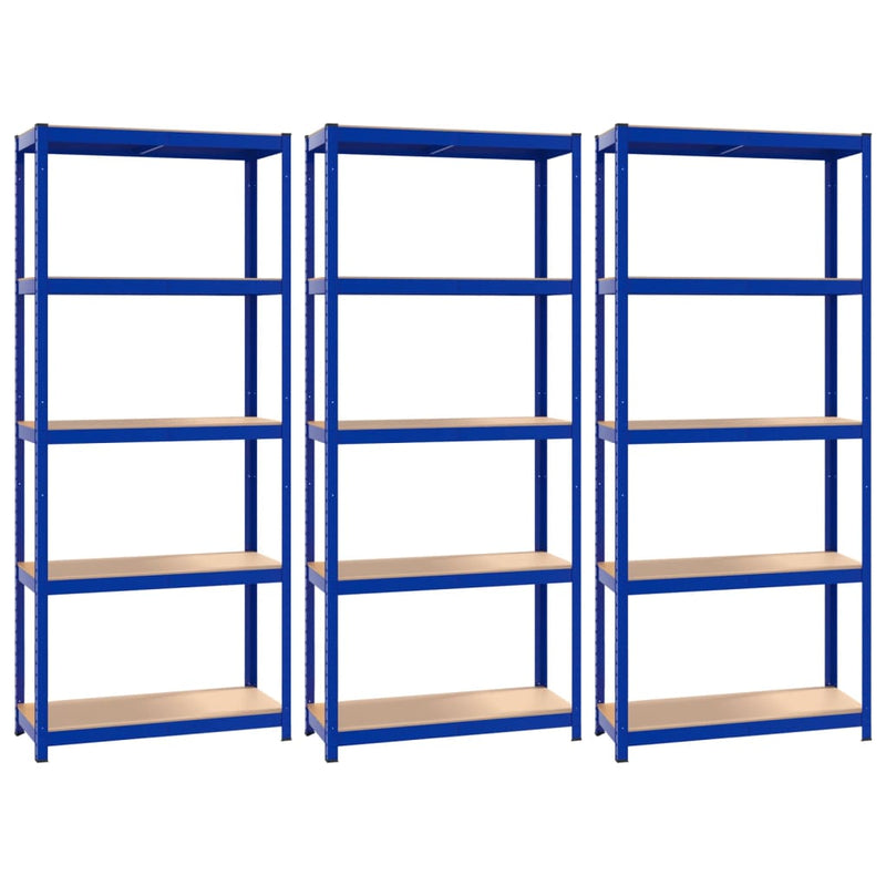Load image into Gallery viewer, VidaXL Opbergrekken 3 st 5-laags staal en bewerkt hout blauw
