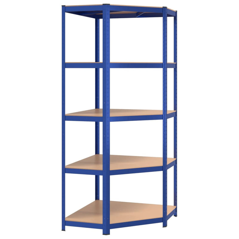 Load image into Gallery viewer, Vidaxl hoekrek 5-laags staal en bewerkt hout blauw
