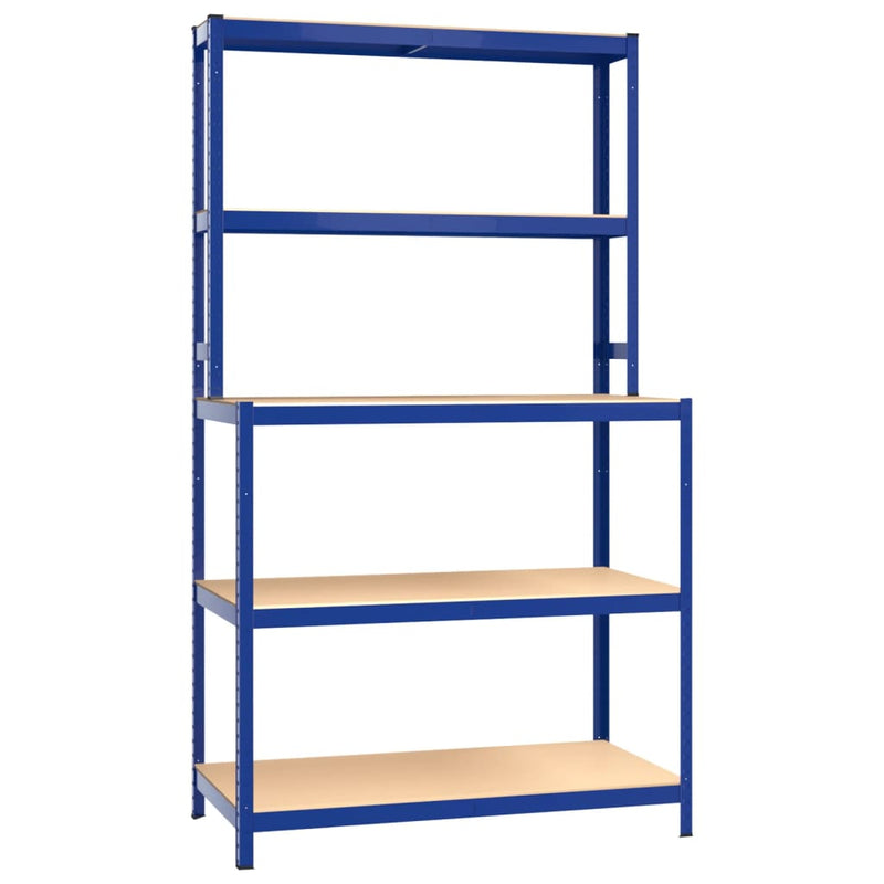 Load image into Gallery viewer, Vidaxl werktafel 5-laags met schappen staal en bewerkt hout blauw
