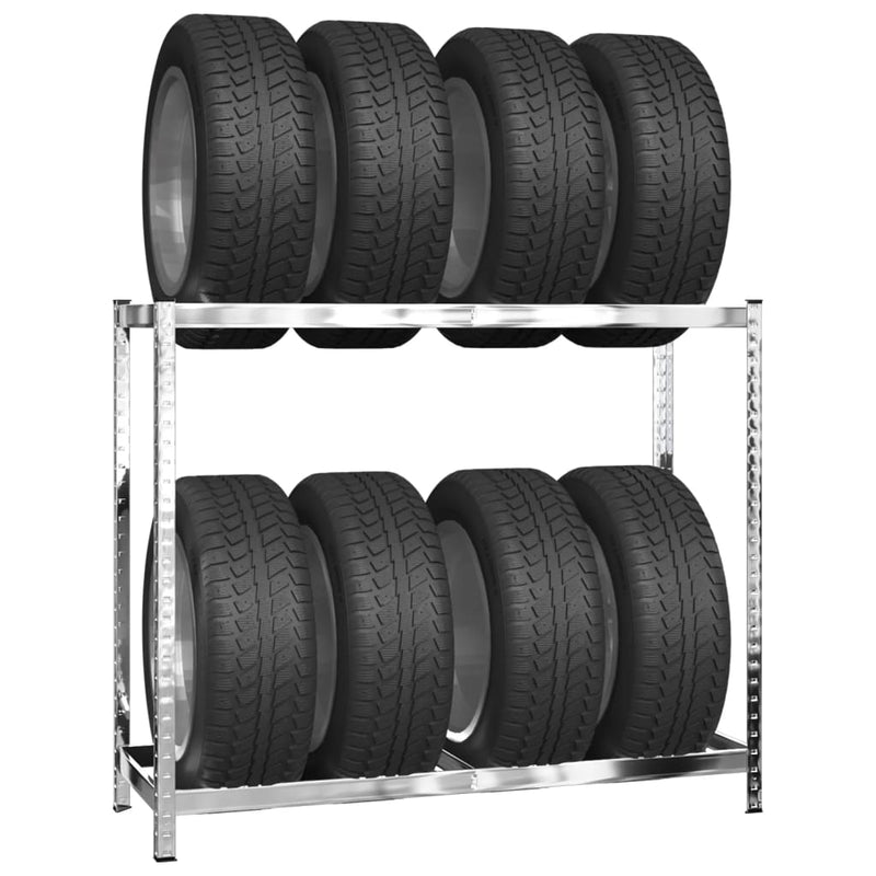 Load image into Gallery viewer, VidaXL Bandenrek 2-laags 110x40x110 cm staal zilverkleurig
