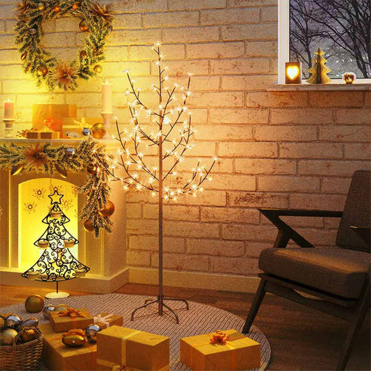 Vidaxl boom kersenbloesem 84 led's warmwit 120 cm