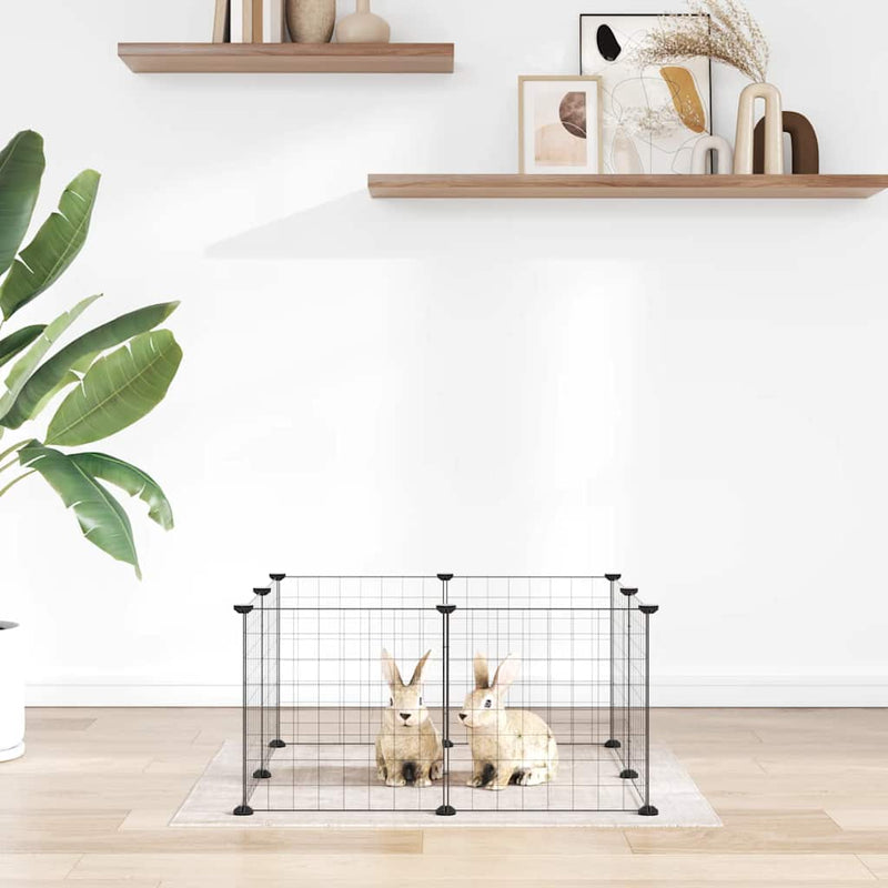 Load image into Gallery viewer, Vidaxl huisdierkooi met 8 panelen, zwart, 35x35 cm, staal
