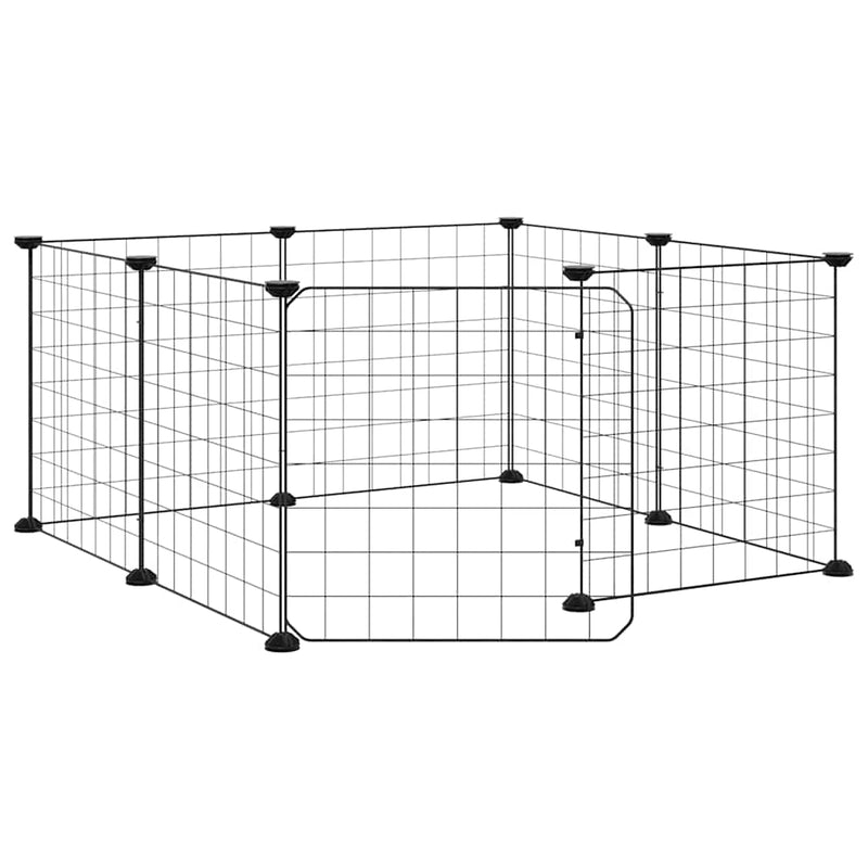 Load image into Gallery viewer, Vidaxl huisdierkooi met 8 panelen en deur, zwart 35x35 cm staal
